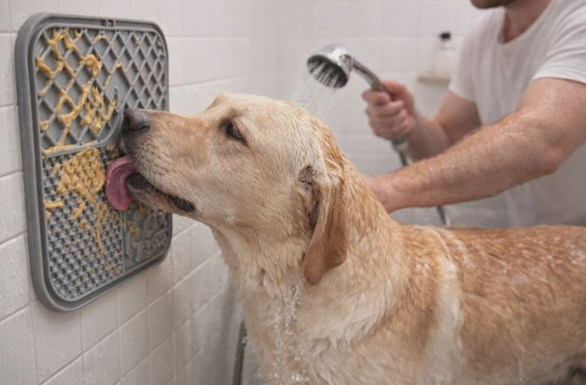 Grabix Pets Silicone Lick Mat for Dogs – Slow Feeder Enrichment Mat with Scraper & Cleaning Brush